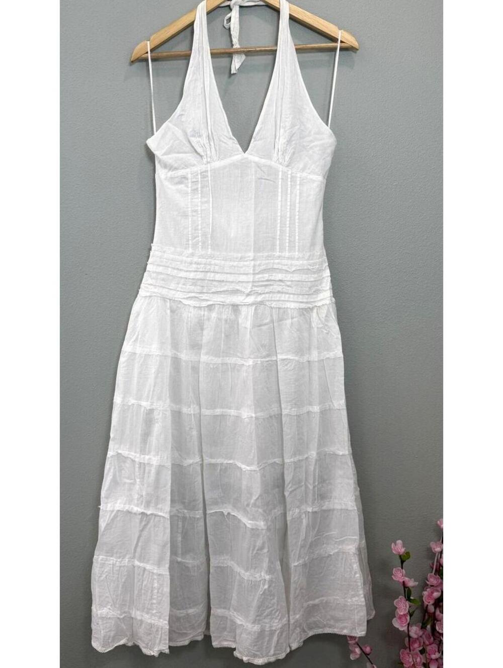 A-list by Wrapper 100% Cotton White Halter Summer Dress - Women's small - Picture 2 of 8